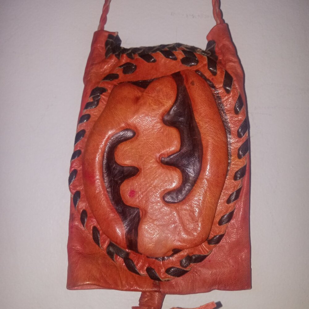 African Gye Nyame All Leather Passport Wallet/Neck